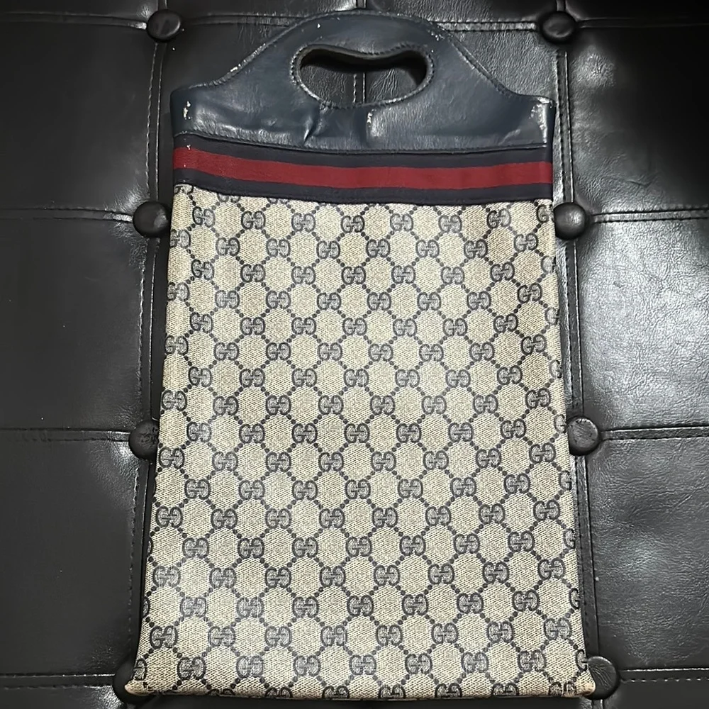 Gucci Beige and Blue Bag with Red Stripe